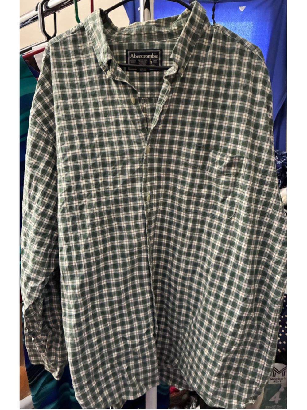 Men's Abercrombie & Fitch Plaid Button Down Shirt XXL Green White